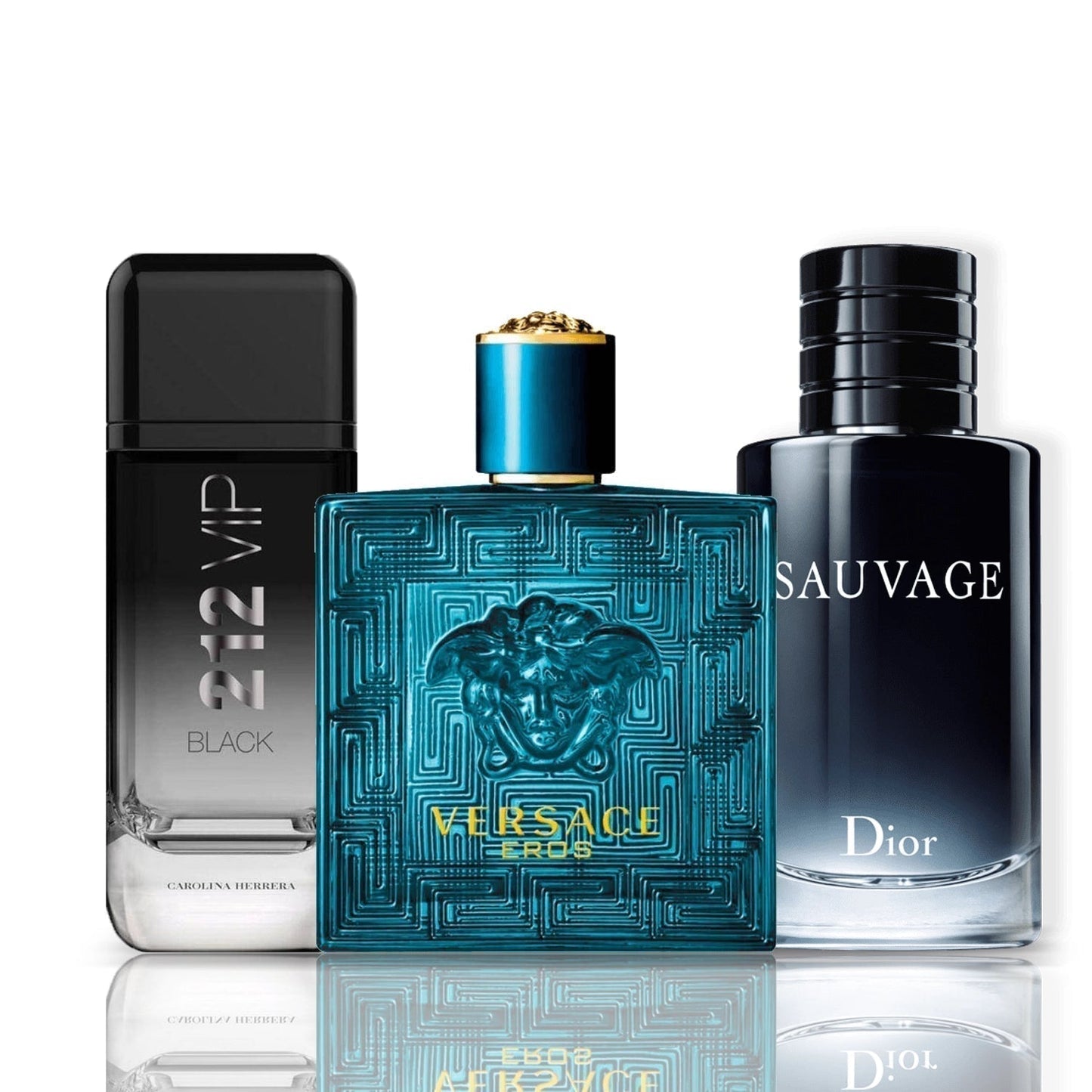 Conjunto de 3 Perfumes | 212 VIP Black + Versace Eros + Sauvage Dior 100 ml