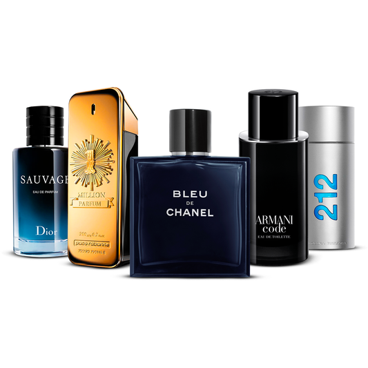 Conjunto de 5 Perfumes – Sauvage, 1 Million, Bleu de Chanel, Armani Code e 212 Men [100 ml cada um]