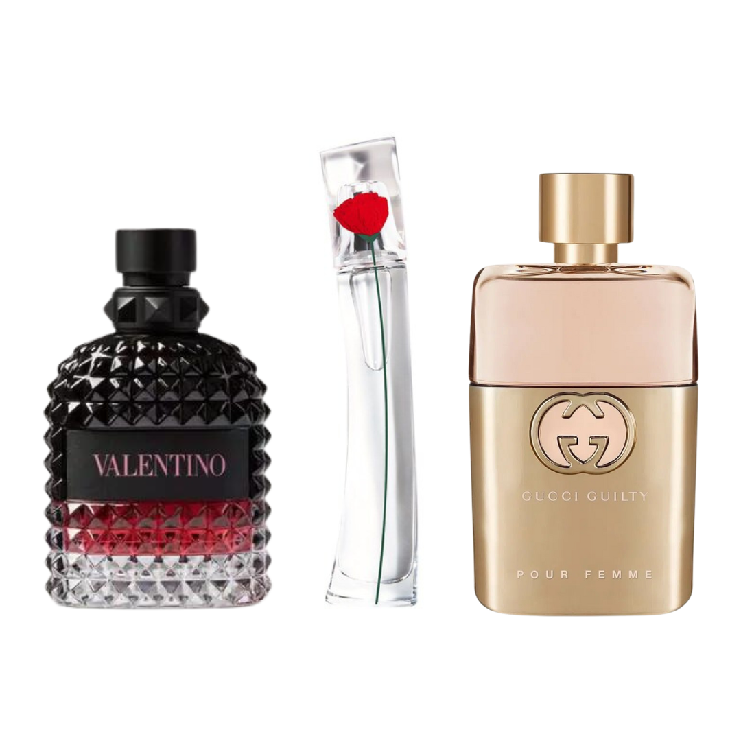 Conjunto 3 Perfumes | Gucci Guilty, Valentino Intense, Flower Kenzo 100 ml