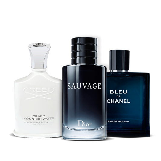 Conjunto 3 Perfumes | Creed Silver + Sauvage Dior + Bleu de Chanel 100 ml