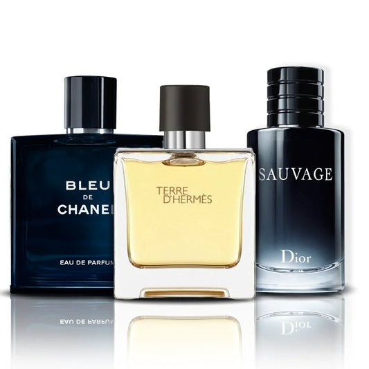 Conjunto de 3 Perfumes | Bleu de Chanel, Terre D'Hermes e Sauvage (100 ml)