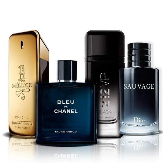 Conjunto de 4 Perfumes | One Million, Bleu de Chanel, 212 Vip Black e Sauvage (100 ml)